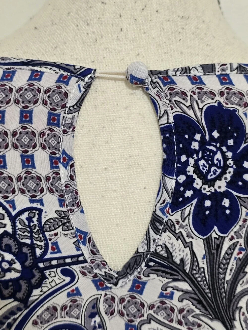 UMGEE size Large Boho Paisley V Neck 3/4 Sleeve Pocket Mini Dress Multicolor